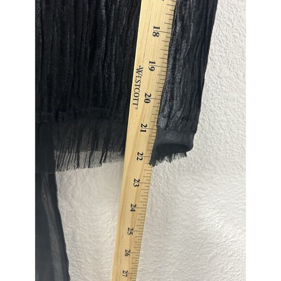 Komarov Tank Womens Babydoll Sz S Black Crinkle V Neck Y2k Bead WhimsiGoth Witch - Picture 10 of 13